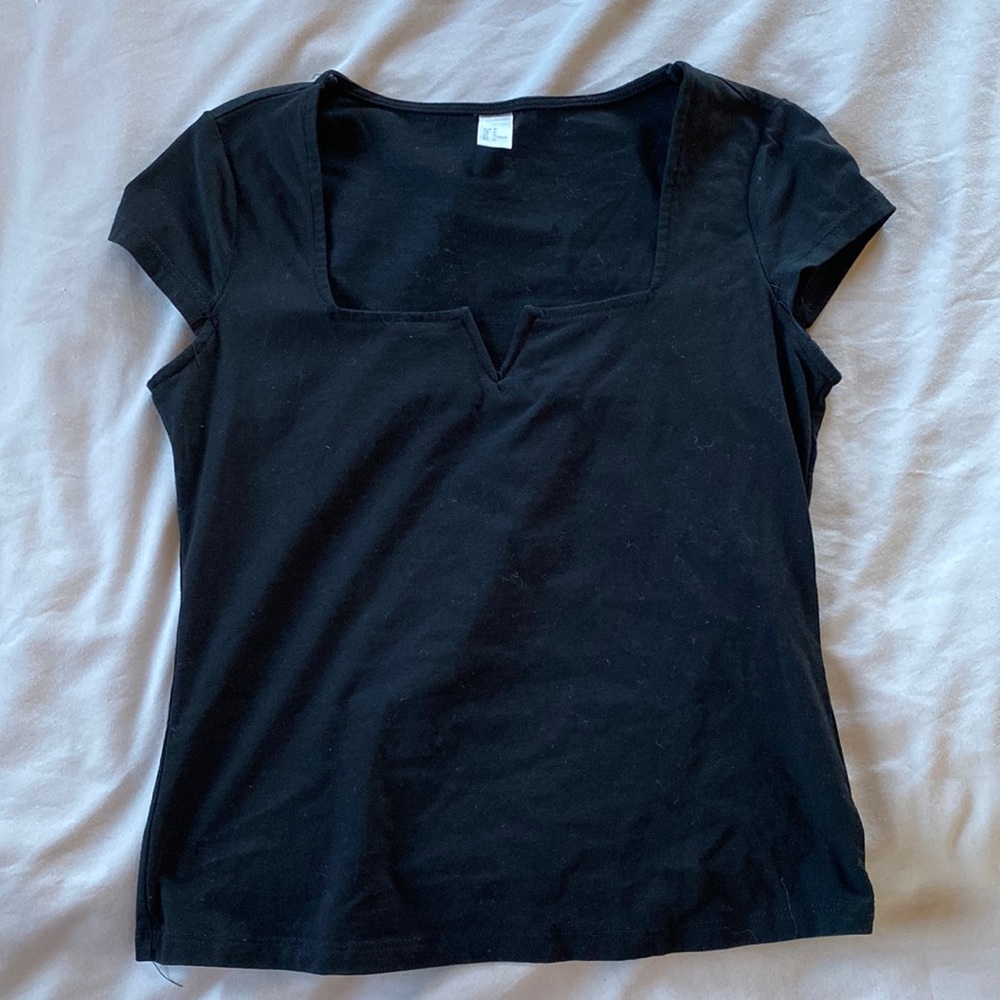 Black Square Neck Tee